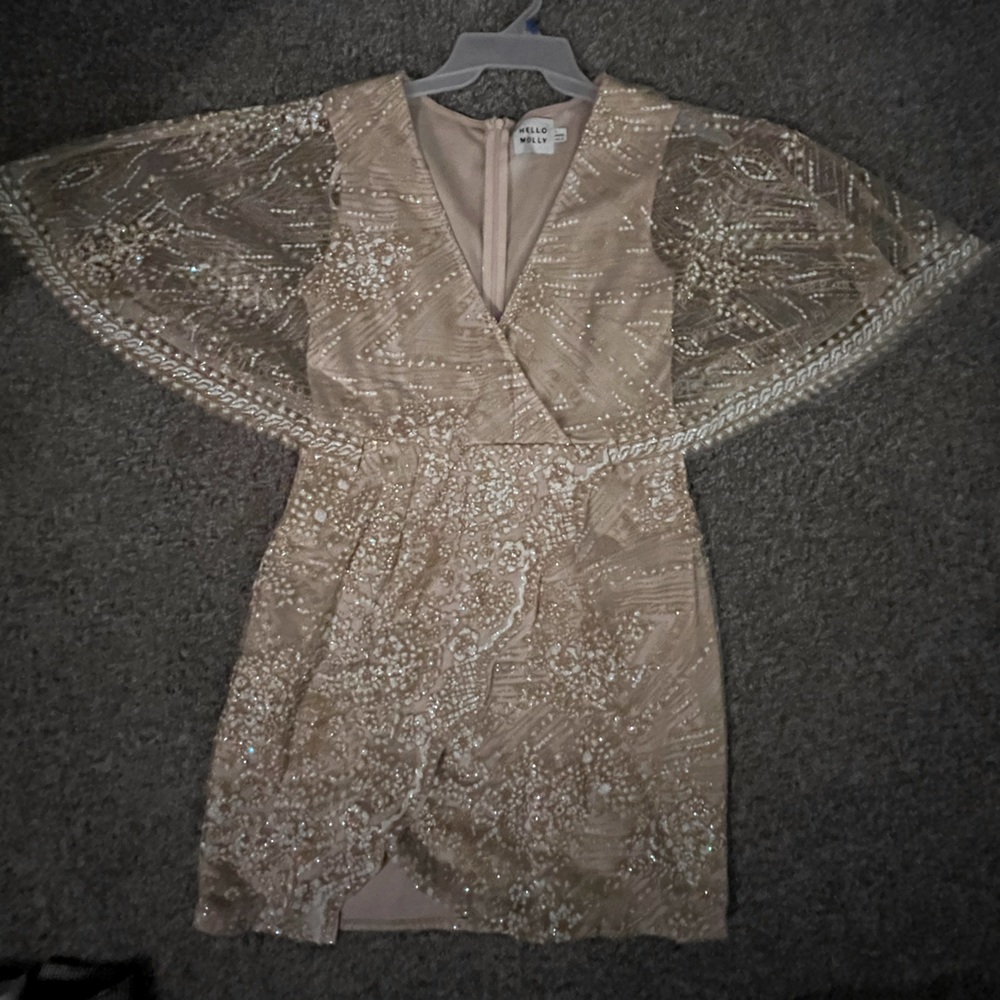 Beige jeweled dress